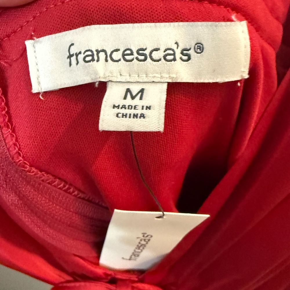 NWT Francesca's Collections Helena Red Satin Corset V-Neck Mini Dress - Picture 5 of 8